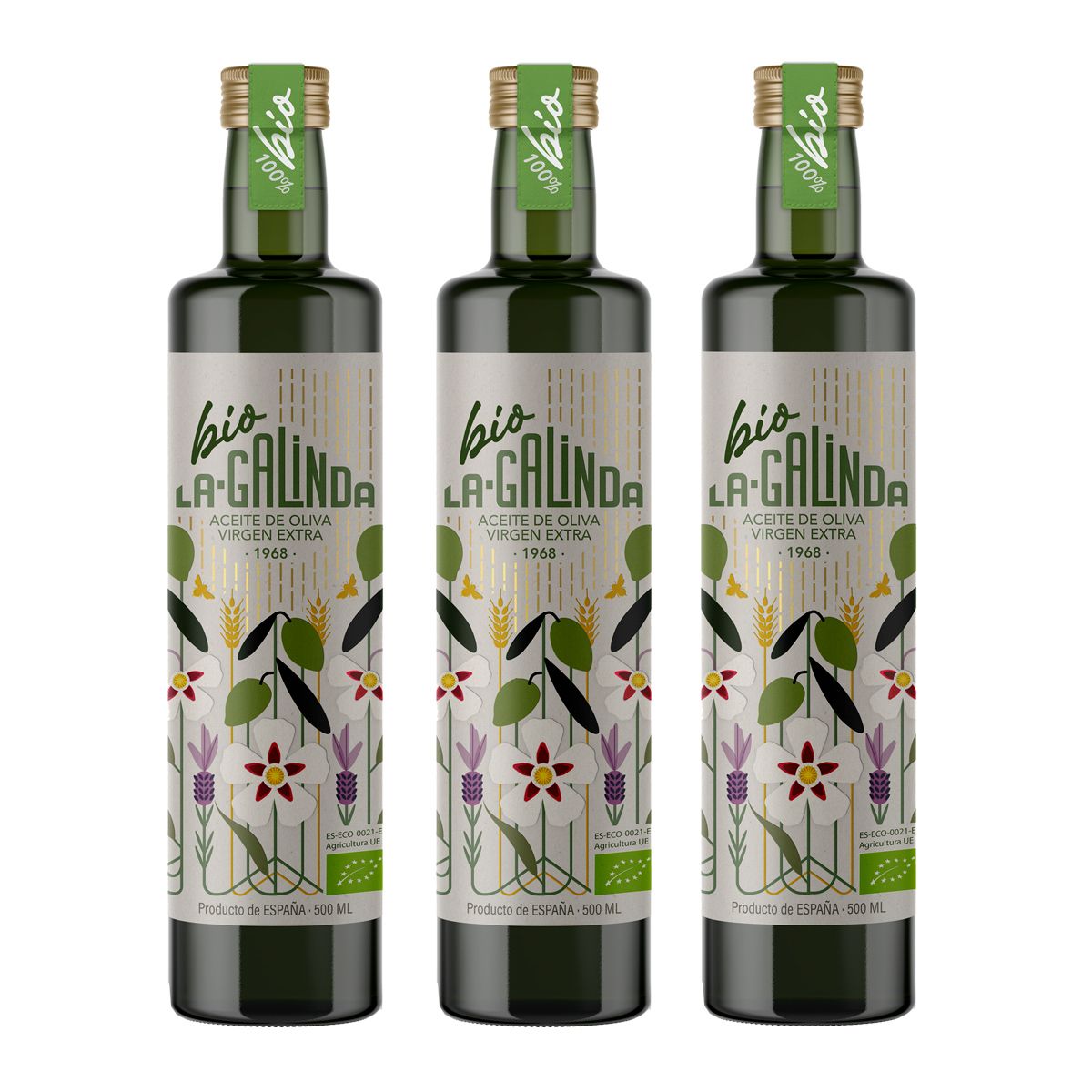 Estuche variedades 3x500 ml: 3 botellas eco AOVE La Galinda