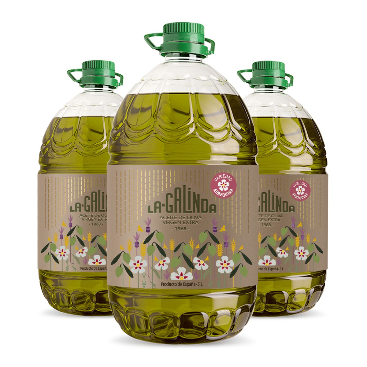 Caja 3 garrafas 5L AOVE Arbequino La Galinda