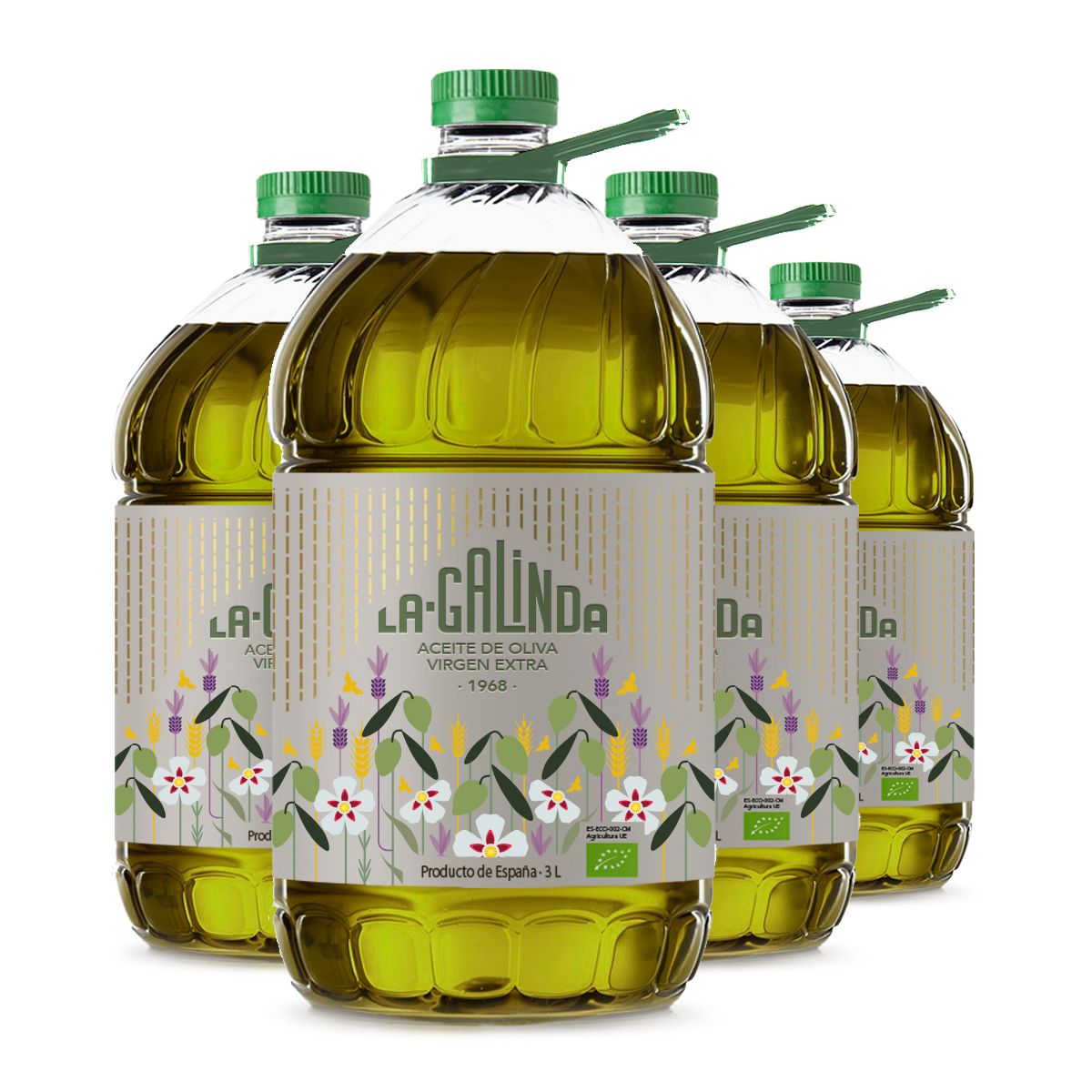 Caja 4 garrafas 3L AOVE Cornicabra ECO La Galinda